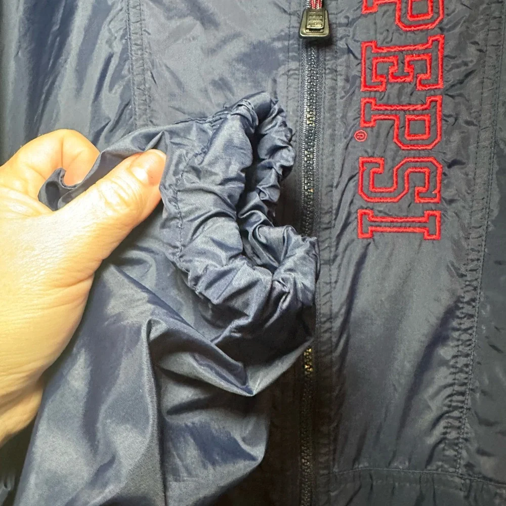Men’s Pepsi Jansport‎ Navy Blue Zip Up Windbreaker Jacket Size XL .